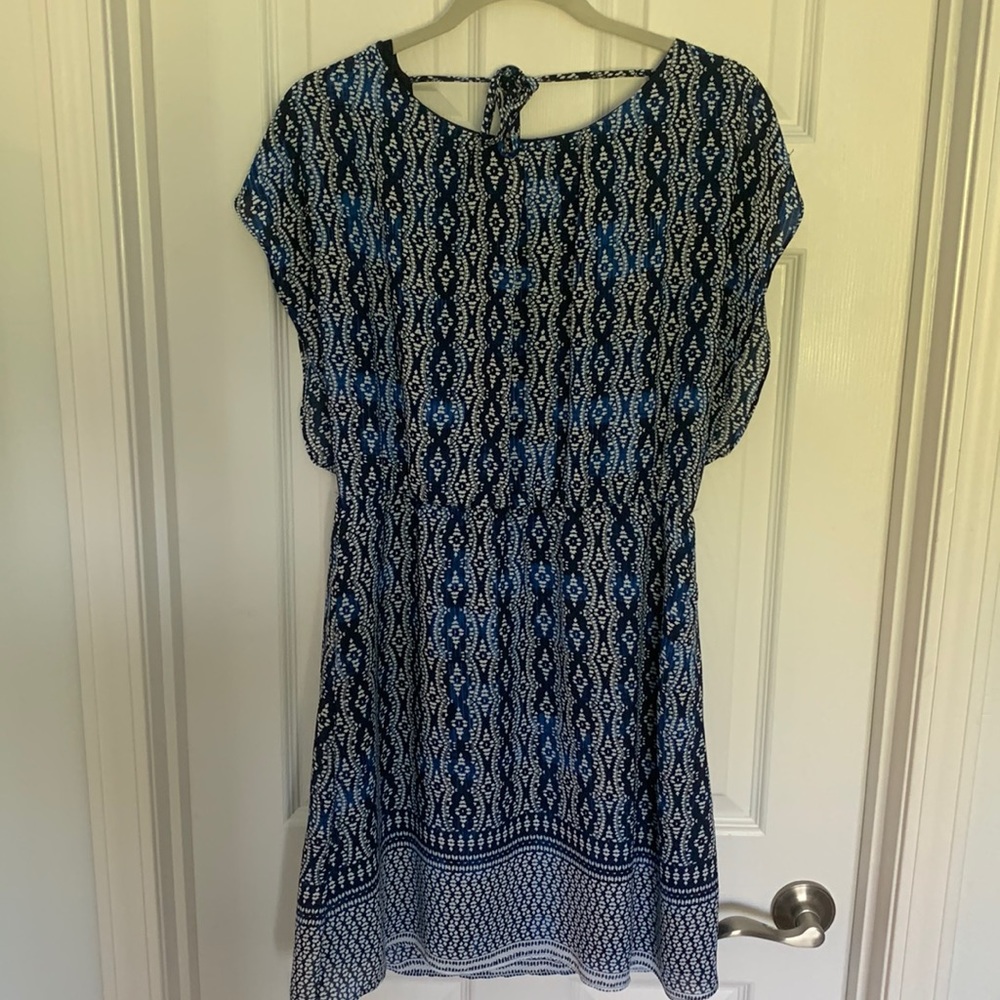 Blue patterned above the knee dress